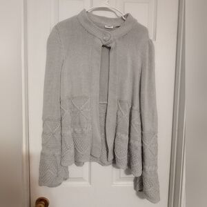 Vtg Cato Cotton One Button Women's Silver Open Cardigan Size XL